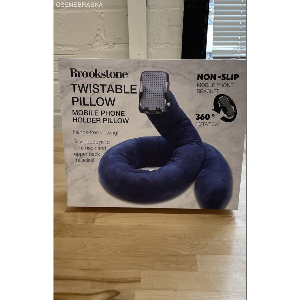 Brookstone Twistable Pillow Mobile Phone Holder 360 Rotation Navy Blue